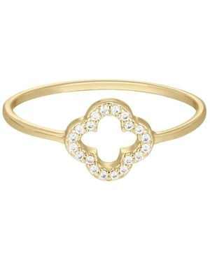 Adornia Cubic Zirconia Outline Clover Ring - Metallic