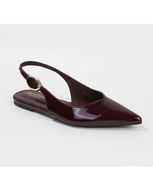 BERNESS Reed Patent Slingback Flats - Brown