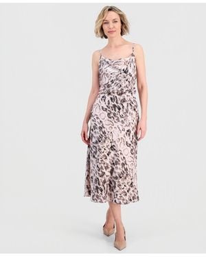 Tahari Printed Satin Midi Skirt - Pink