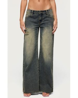 Edikted Noor Low-rise baggy Distressed Jeans - Green