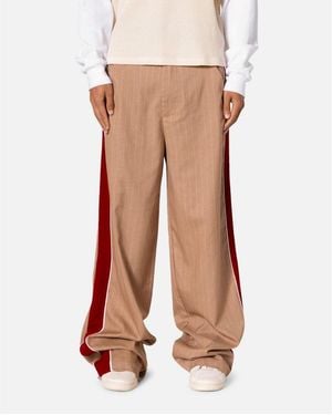 MNML Pinstripe Velvet Trim Pants - Green