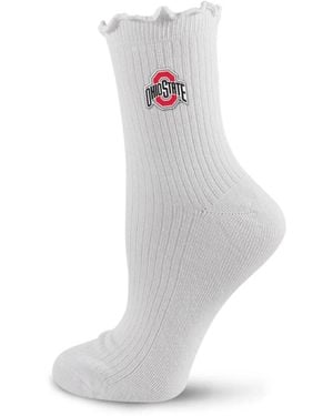 Pro Compression Ohio State Buckeyes Logo Lettuce Hem Quarter Socks - White