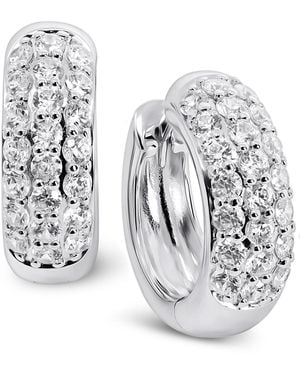 Arabella Cubic Zirconia Small huggie Hoop Earrings - Metallic