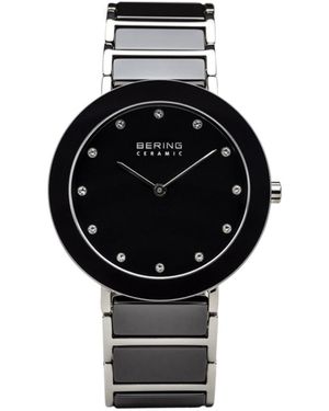 Bering Ladies Ceramic Bezel And Smooth Link Watch - Black
