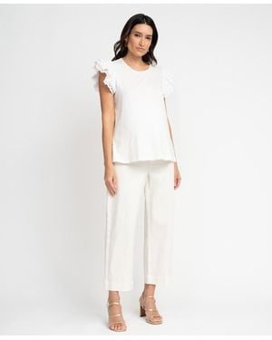 Seraphine Maternity Flutter Sleeve Top - White