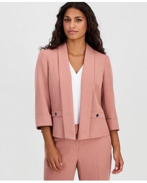 Kasper Petite Shawl Collar Open-front Jacket - Pink