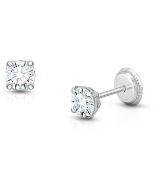 Tiny Blessings 14k Gold Crystal Birthstone Studs Screw Back Earrings - Metallic