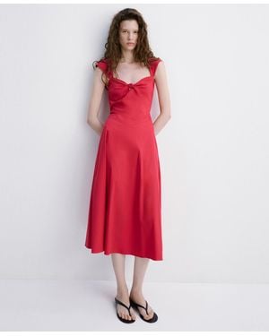 Mango Open Back Midi-dress - Red