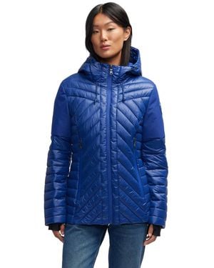 Pajar Esmay Lightweight Mixed Media Quilted Packable Puffer - Blue