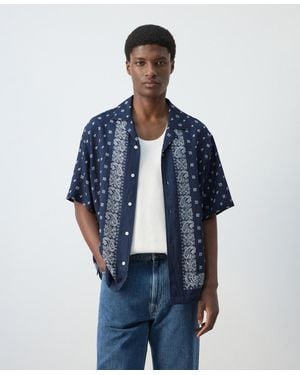 Mango Printed Fluid Regular-fit Shirt - Blue