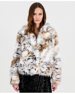 Anne Klein Cropped Animal-print Faux-fur Jacket - White