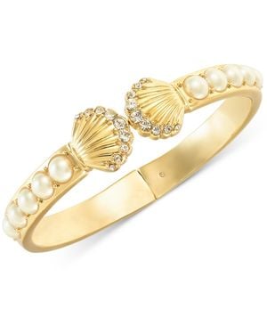 Charter Club Gold-tone Pave & Imitation Pearl Shell Cuff Bracelet - Metallic