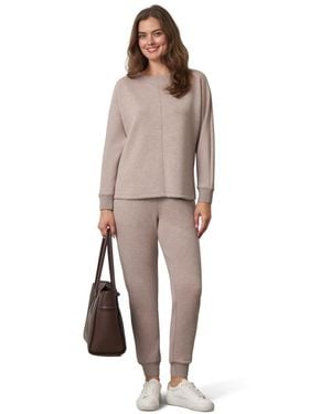 Cable & Gauge Yummy Ribbed-trim Tapered-leg Pullover And jogger Pants Set - Multicolor