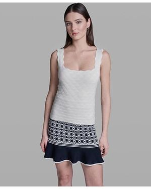 BCBGMAXAZRIA Sleeveless Sweater Knit Rayon Tank Top - Gray
