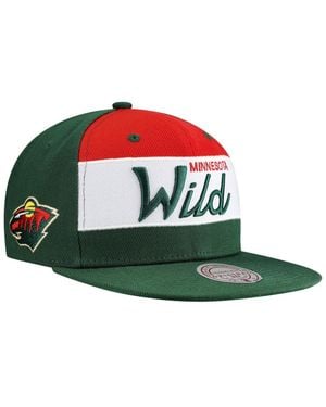 Mitchell & Ness Minnesota Wild Retro Script Color Block Snapback Hat - Green