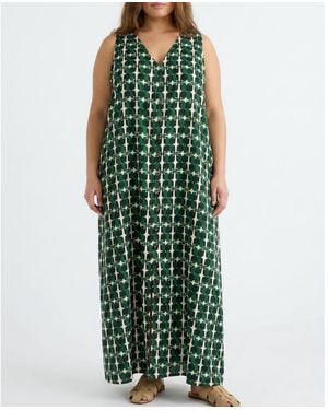 UNIVERSAL STANDARD Plus Size Islet Button-down Linen Maxi Dress - Green