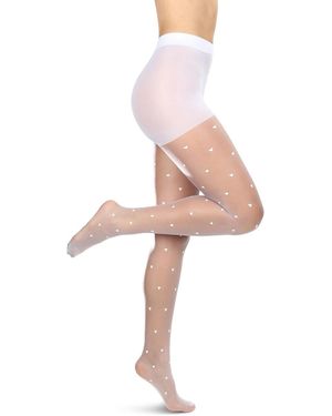 Memoi Mini Heart Sheer Nylon Tights Mts08502 - Pink