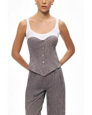 Nocturne Button-front Tailored Blouse - Gray