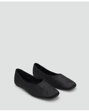 Mango Leather And Fur-effect Shoes - White