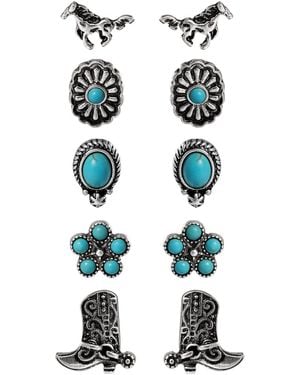Jessica Simpson Turquoise Western Stud Earring Set - Blue