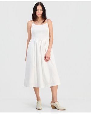 And Now This Scoop-neck Smocked Cotton Midi Dress - Black