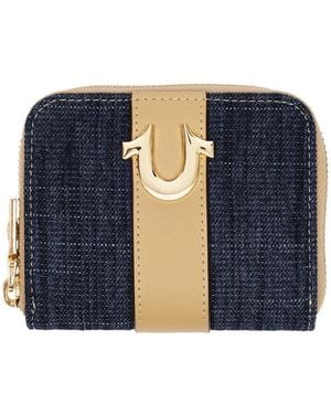 TRUE RELIGION Denim And Pu Small Zip Around Wallet - Blue