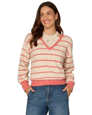 Democracy Novelty Stitch Striped Sweater - Orange