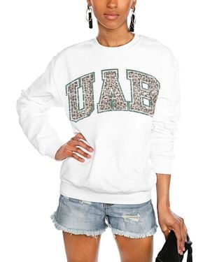 Gameday Couture Uab Blazers Distressed Snap Perfect Oversized Pullover Sweatshirt - White