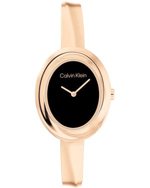 Calvin Klein Twisted Bezel -tone Stainless Steel Bracelet Watch 24mm - Black
