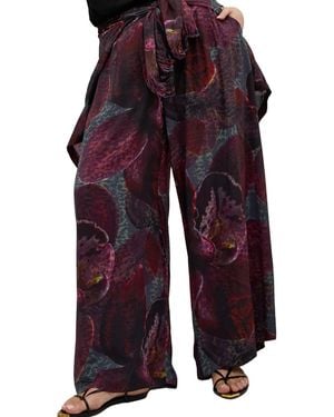 City Chic Plus Size Piper Orchid Print Wide Leg Pant - Red