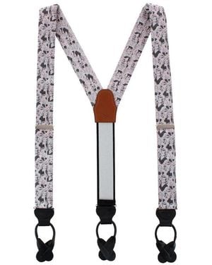 Trafalgar Vintage Vixen Novelty Silk Button End Suspenders - White