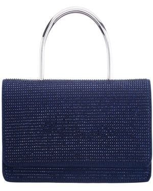 Nina Elongated Crystal Magnetic Snap Satchel Bag - Blue