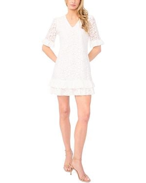 Cece Lace Detail V-neck Shift Dress - White