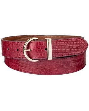 Cole Haan Lizard-texture Leather Dress Belt - Red
