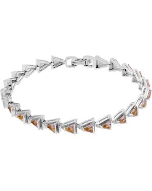 Macy's Triangle Light Pink Cubic Zirconia Ribbed Border Tennis Bracelet - Metallic