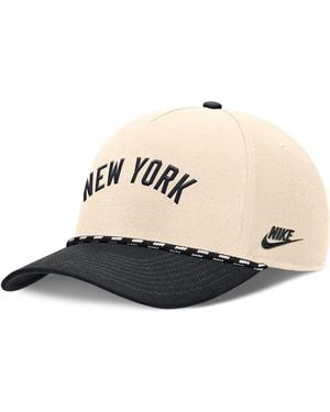 Nike Natural/black New York Yankees Cooperstown Collection Rise Adjustable Hat
