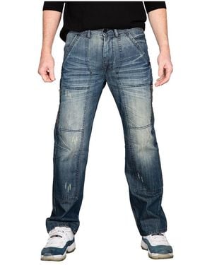 Level 7 Zipper Pocket Relaxed Bootcut Premium Denim Jean - Blue
