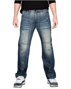 Level 7 Zipper Pocket Relaxed Bootcut Premium Denim Jean - Blue