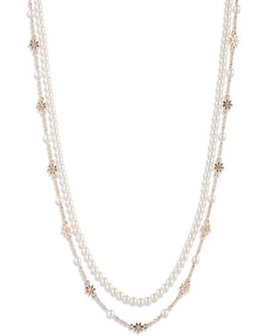 Marchesa Glass Stone And Imitation Pearl Collar Necklace - White
