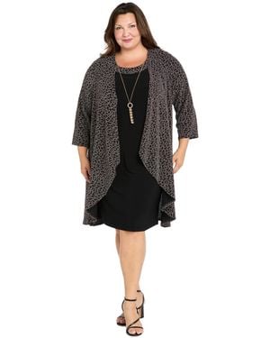 R & M Richards Plus Size Glitter Pull-on Jacket Dress - Black