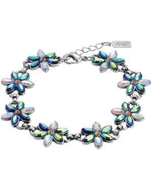 2028 Silver-tone Flower Crystal Ab Bracelet - Blue