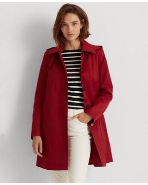 Ralph Lauren Hooded A-line Raincoat - Red