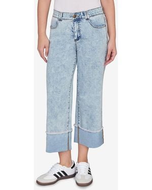 Ruby Rd. Petite Comfort Waist Wide Leg Cropped Jeans - Blue