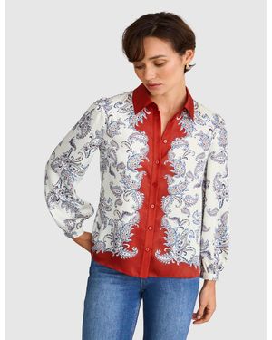 Hobbs Dannie Cinched-waist Collard Shirt - White