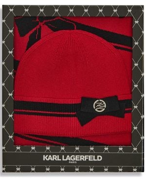KARL LAGERFELD 3d Bow Hat & Scarf - Red