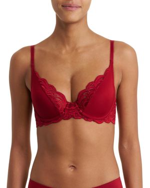 Natori Persuasion Lace Convertible Plunge T-shirt Bra - Red