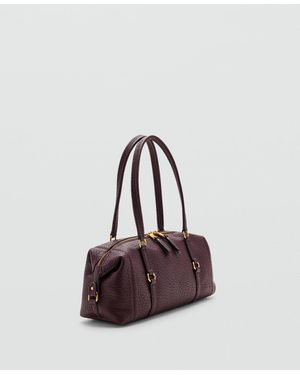 Mango Lottab Faux Leather Metallic Details Shoulder Bag - Brown