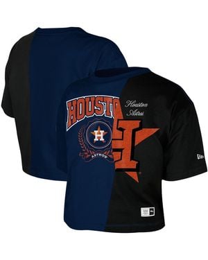 KTZ Houston Astros Color Block Boxy Cropped T-shirt - Blue