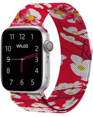 Waloo Floral Magnetic Mesh Replacement Band For Apple Watch - Red