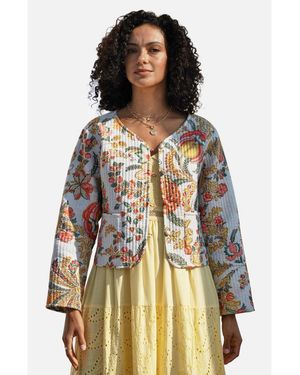 Yumi' Boho Cotton Reversible Quilted Jacket - White